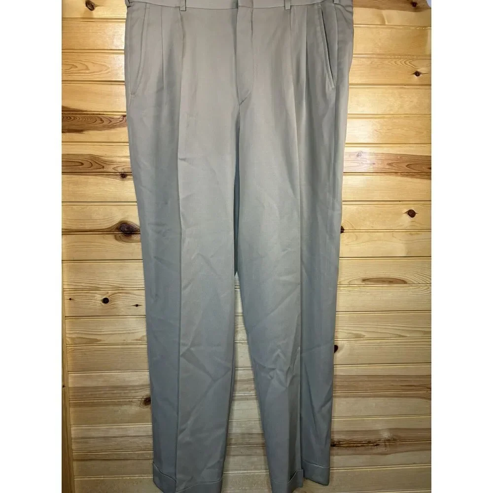 Brooks Brother 1818 Vintage Wool Khaki Trousers‎ 37x30 Regular Fit Made In USA